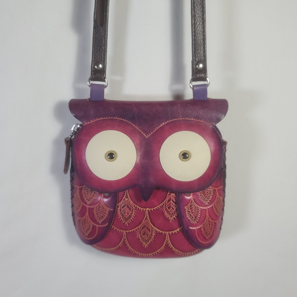 Purple and Pink Owl Design Women's Bag